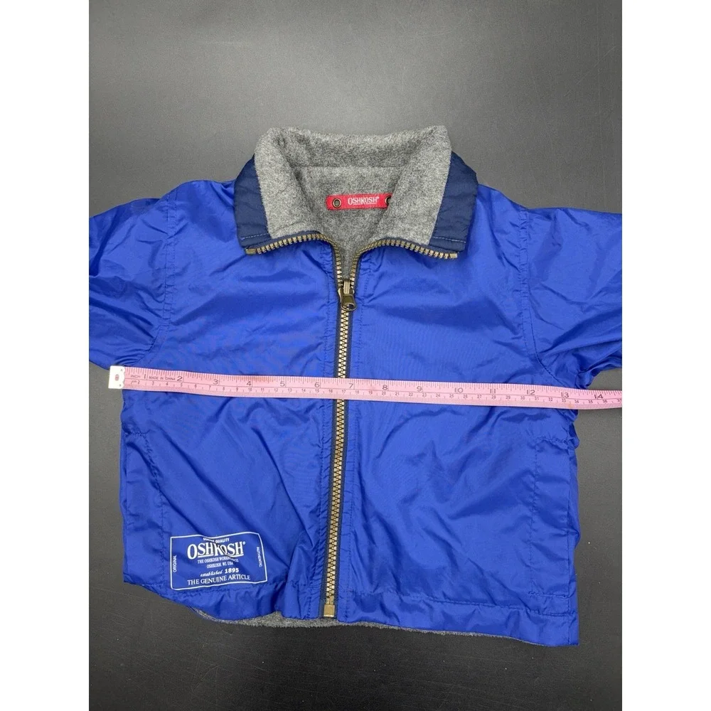 OshKosh B'Gosh Reversible Jacket Size 2t Blue Fleece Lined 90s Kids Coat Vintage